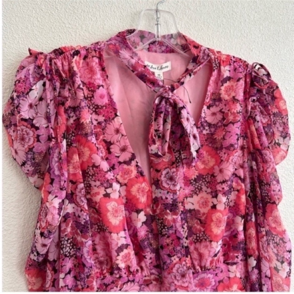 NWT For Love & Lemons Cheyenne Floral Long Sleeve Mini Dress - Picture 9 of 11
